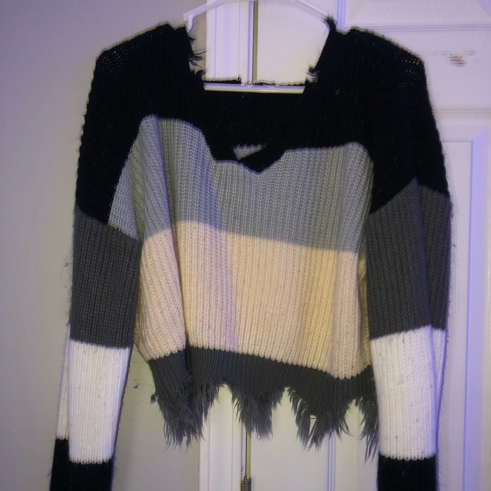 Shein ripped cropped sweater